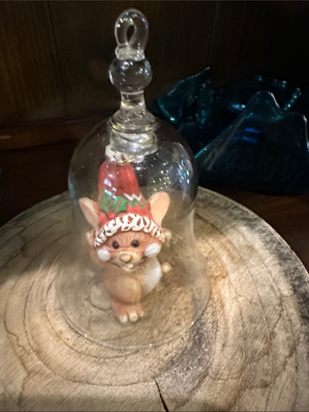 Holiday mouse bell ornament